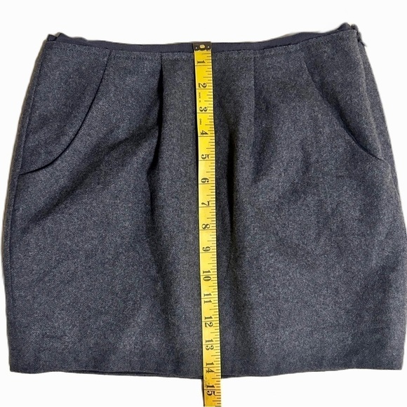 J. Crew Wool Blend Charcoal Grey Lined Mini Skirt, Slanted Pockets & Zipper, 0 - Picture 12 of 13